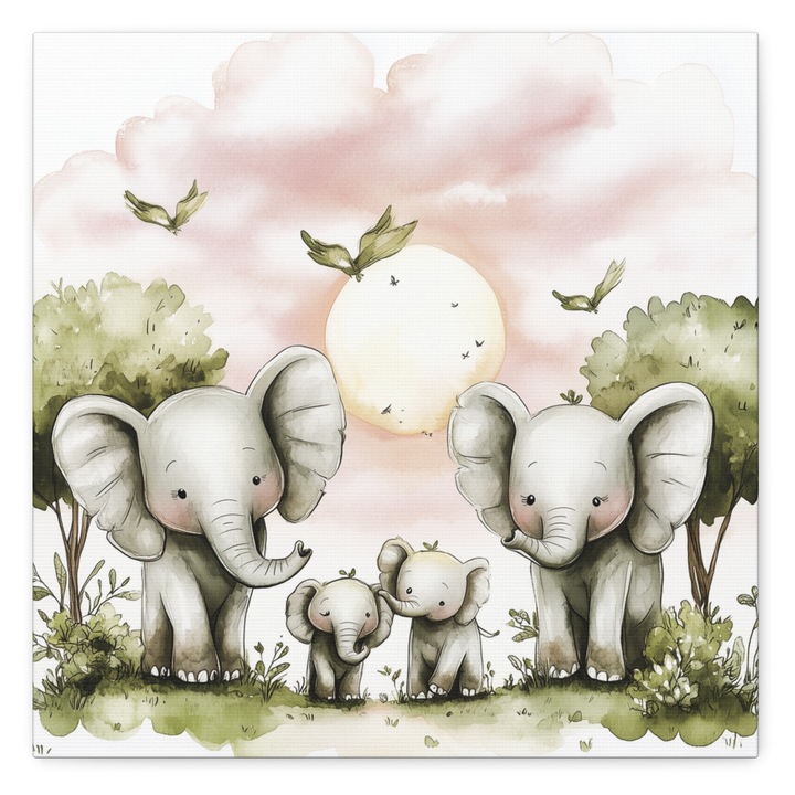 Tablou canvas decorativ pentru camera copiilor – arta pe panza, dimensiuni 25x25 cm – imprimare ecologica cu cerneala pe baza de apa – suport pentru perete inclus – multicolor