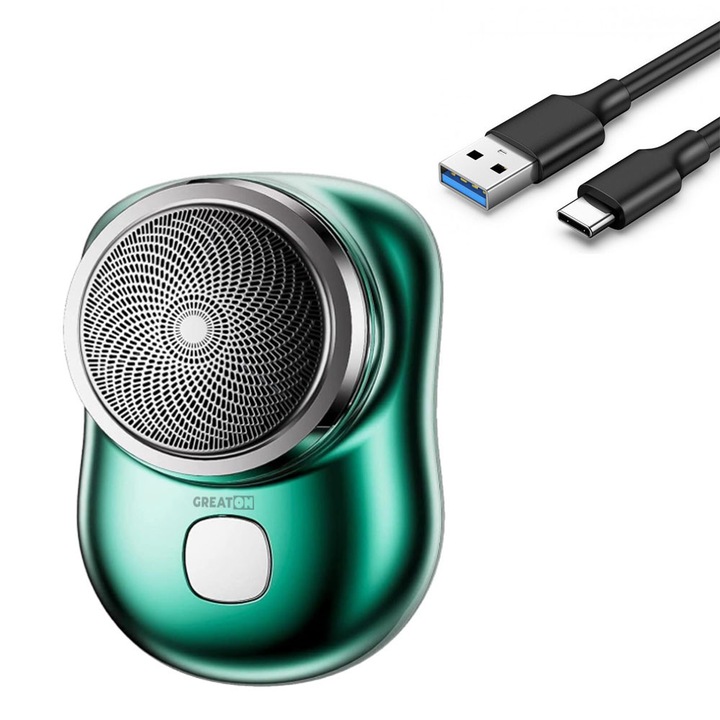 GREATON elektromos borotva, hordozható, vízálló, gyorstöltés, pengevédelem, kis méret, zöld