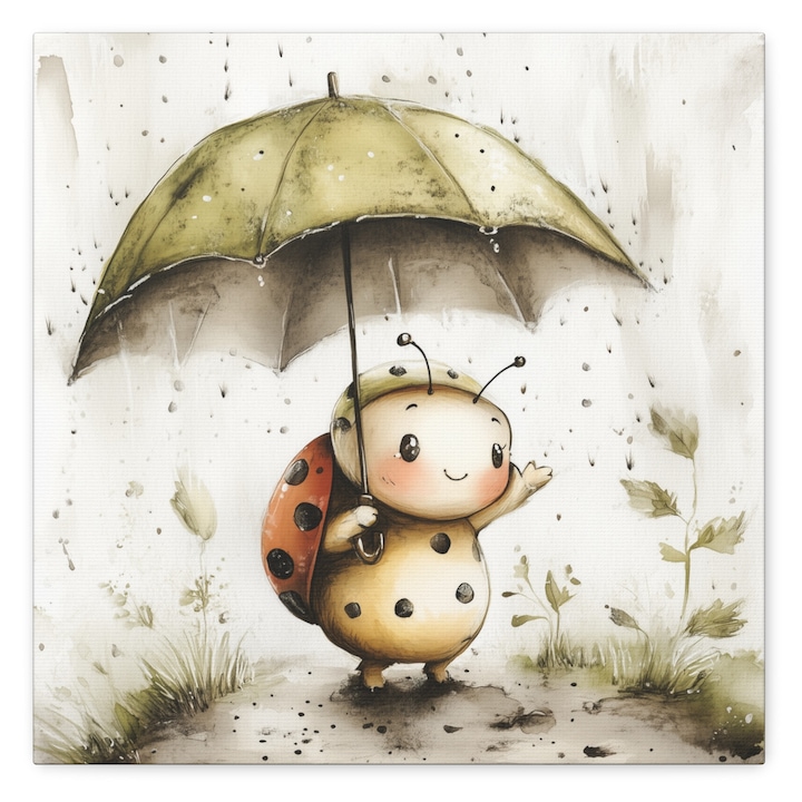 Tablou canvas decorativ pentru camera copiilor – arta pe panza, dimensiuni 25x25 cm – imprimare cu cerneala pe baza de apa – suport pentru perete inclus – multicolor