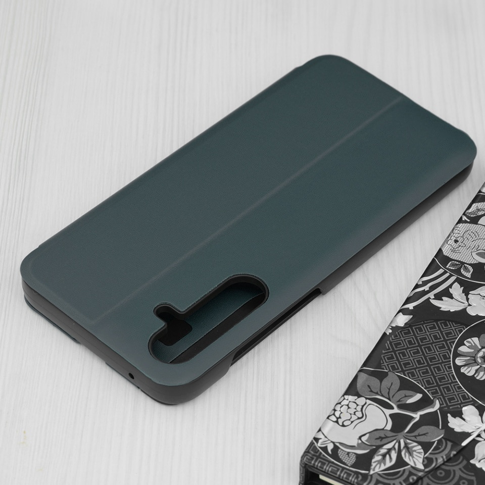 Husa pentru Samsung Galaxy A35 5G, SKYDDAR INNOVATION, eFold, tip carte, Verde, set cu sticker