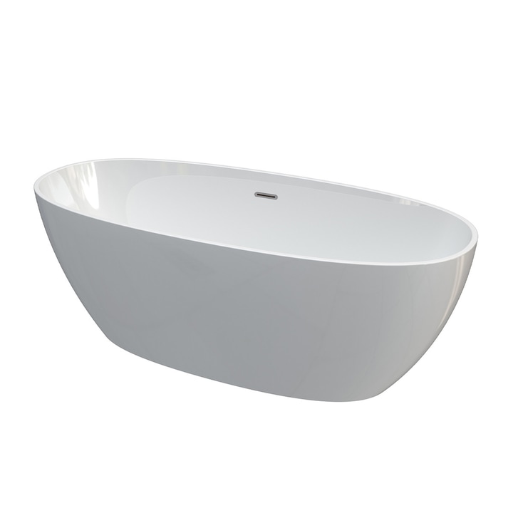 Cada de baie Acril sanitar, Alb Lucios interior/exterior, 170x82 cm, izolare termica, freestanding, Linea