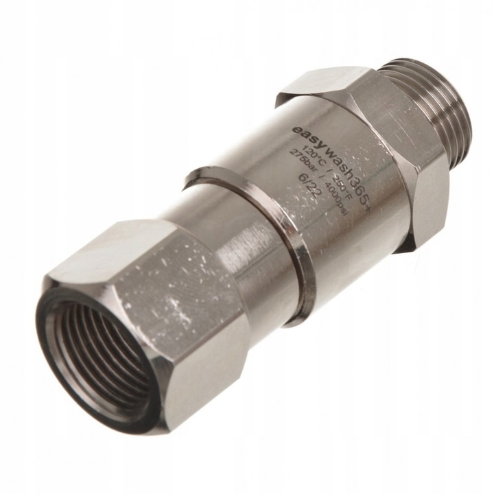 R-образно съединение от неръждаема стомана DN6 easywash365+ 3/8" външна резба - 3/8" вътрешна резба за автомивки