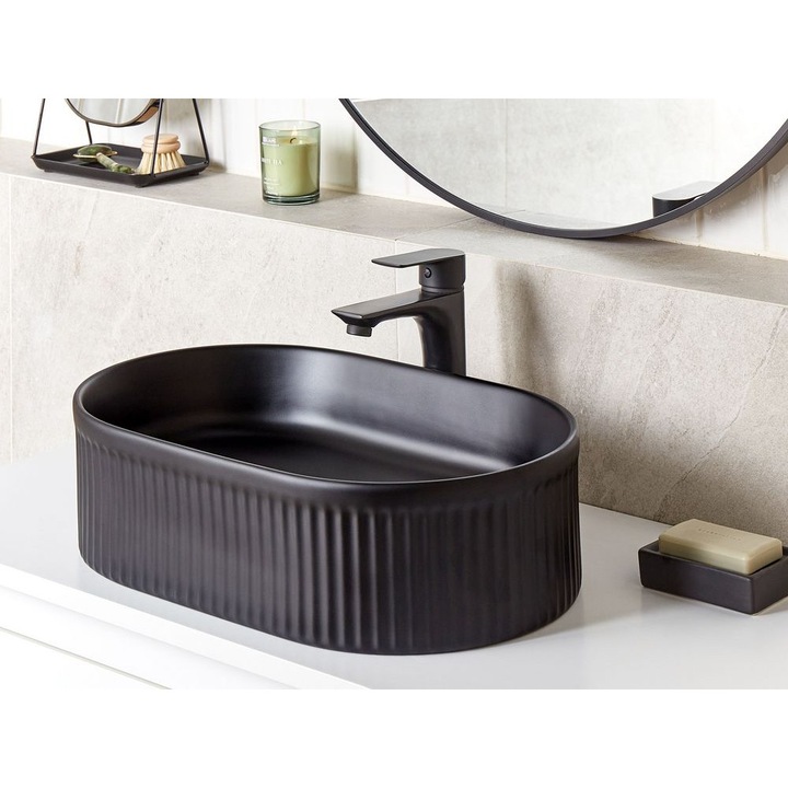 Chiuveta de baie ceramica neagra 49 x 31 cm Geldo