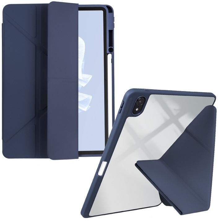 Калъф за таблет Huawei MatePad Air 11.5 2023, прозрачна акрилна кожа, тънък дизайн, защита против деформация, пълен достъп, тъмносин