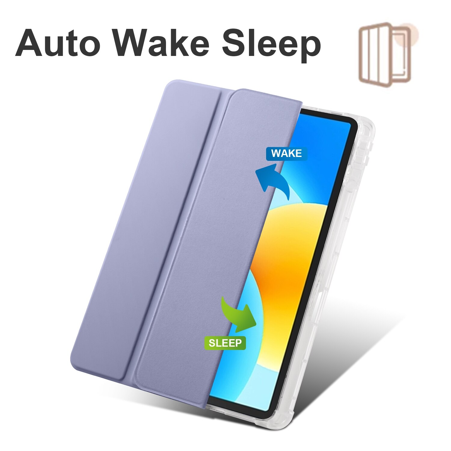 Husa tableta pentru Huawei MatePad 11.5 2023, TPU transparent cu 3 plieri inteligente, piele smart, protectie completa, mov