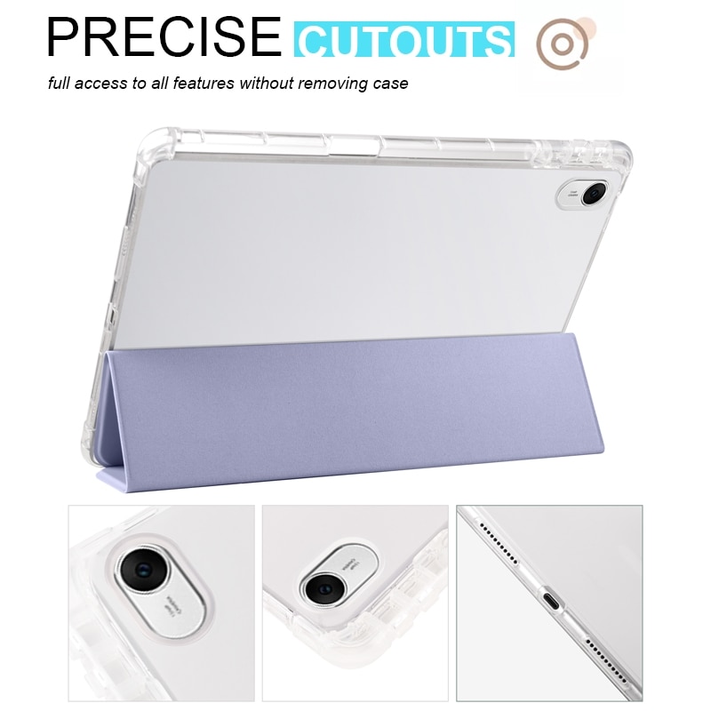 Husa tableta pentru Huawei MatePad 11.5 2023, TPU transparent cu 3 plieri inteligente, piele smart, protectie completa, mov