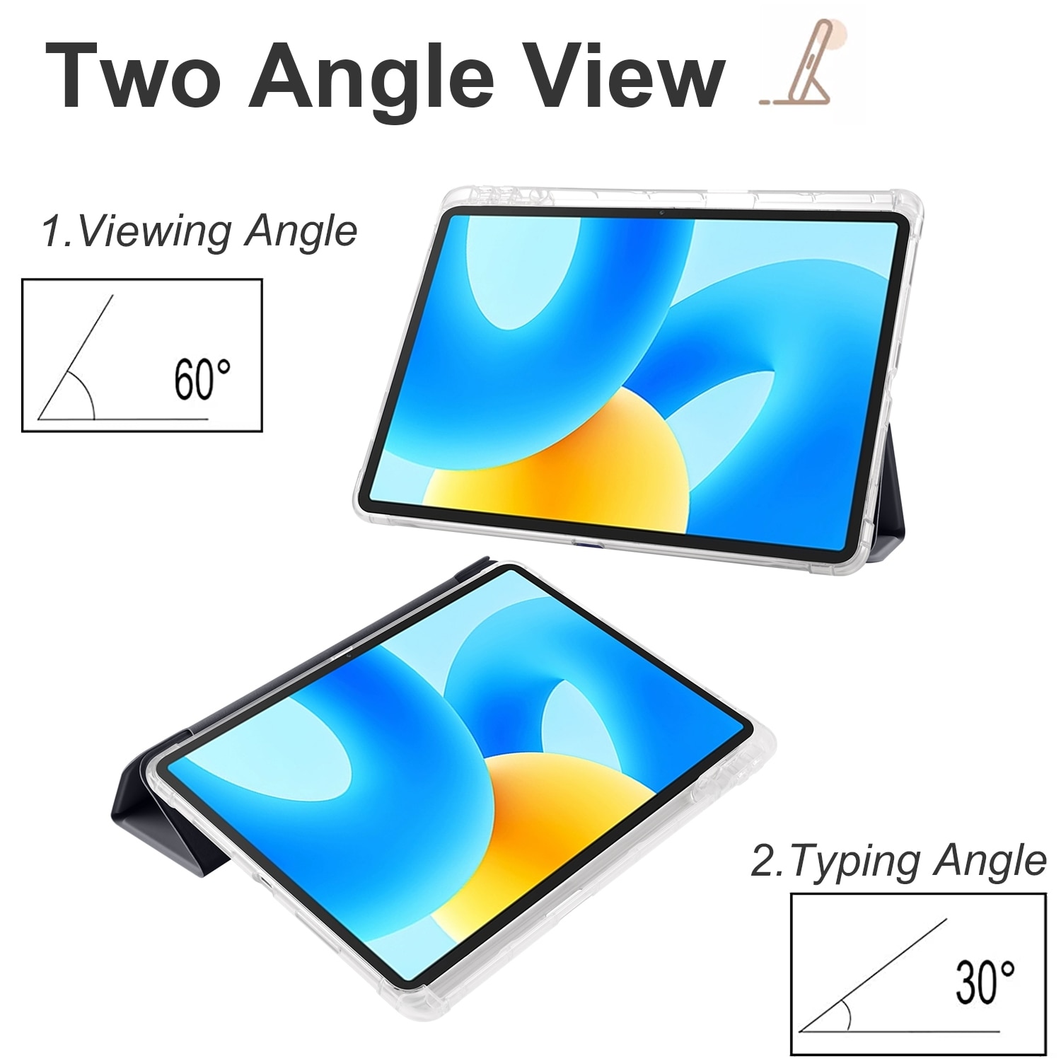 Husa tableta pentru Huawei MatePad 11.5 2023, TPU transparent, tip smart leather, pliere 3, protectie completa, negru