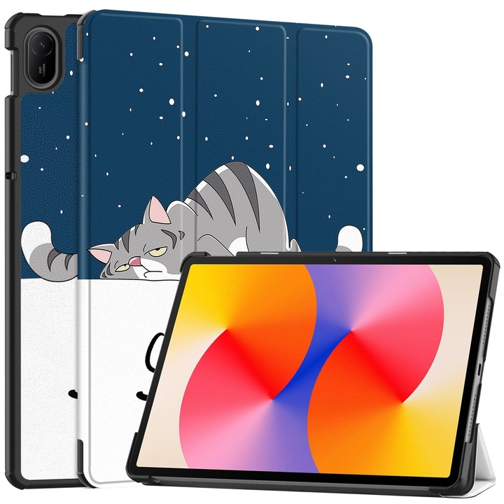 Калъф за таблет Huawei Matepad SE 11, елегантна кожена боядисана с 3 гънки, стойка, lazy cat