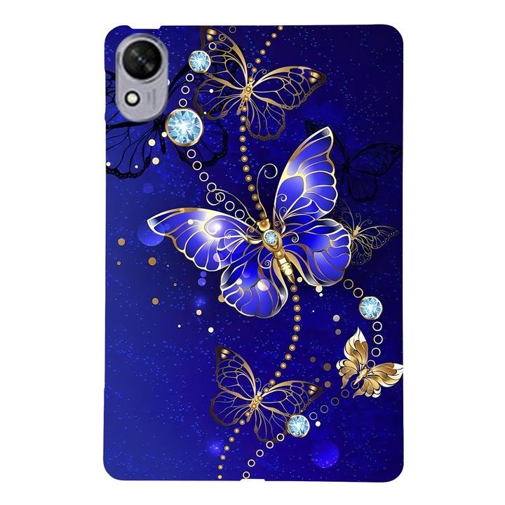 Husa tableta pentru Huawei MatePad 11.5 S, TPU, design cu desen colorat, suport smart, auto sleep/wake, protectie, albastru cu fluture