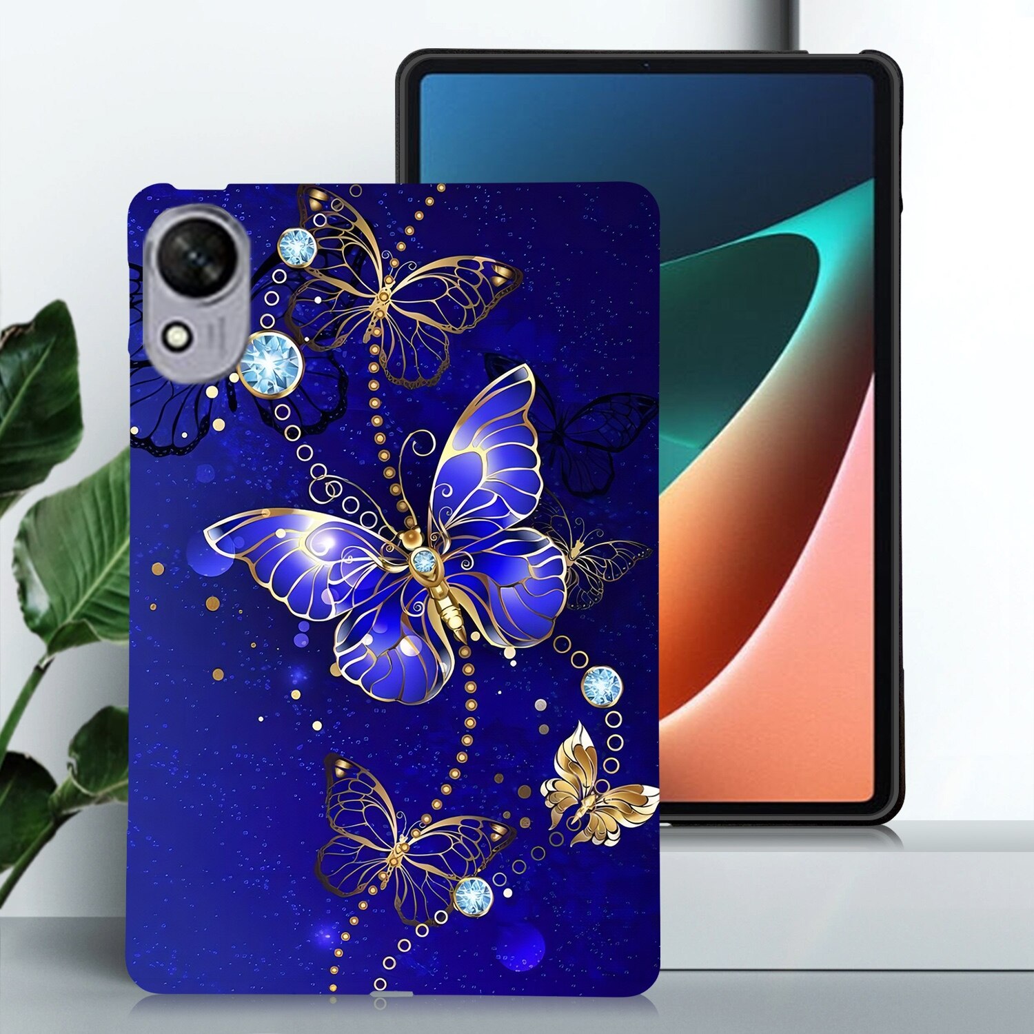 Husa tableta pentru Huawei MatePad 11.5 S, TPU, design cu desen colorat, suport smart, auto sleep/wake, protectie, albastru cu fluture