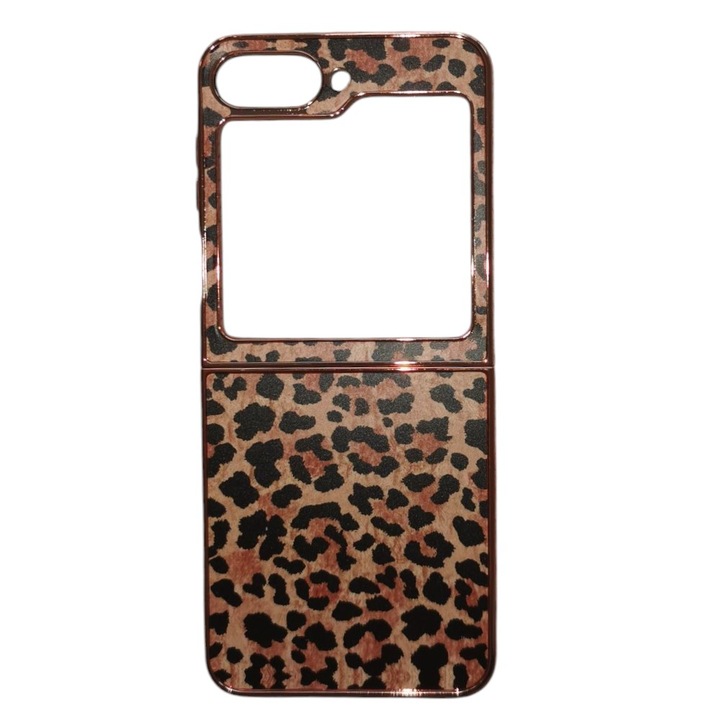 Кейс с животински принт, G-Tech, съвместим с Samsung Galaxy Z Flip 6, модел Леопард, изработен от силикон и TPU, ултра тънък, многоцветен