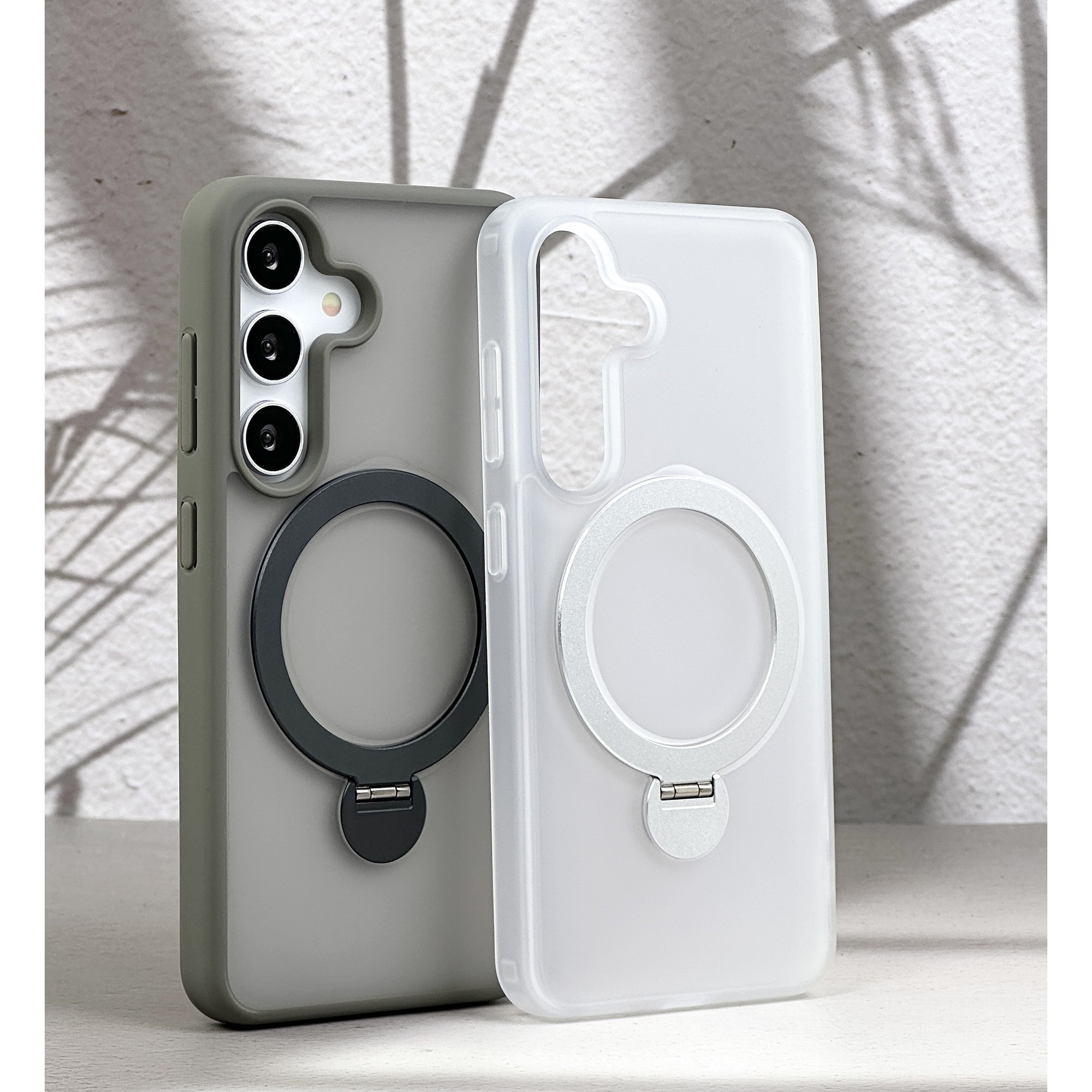 Husa telefon, wumeiwang, suport rotativ magnetic 360, alb transparent, compatibilitate MagSafe, pentru Samsung Galaxy S25 Ultra