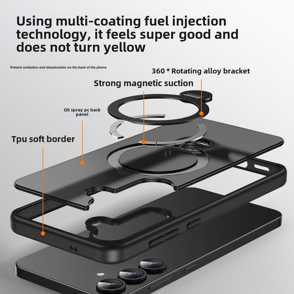 Husa telefon, wumeiwang, suport rotativ magnetic 360, alb transparent, compatibilitate MagSafe, pentru Samsung Galaxy S25 Ultra