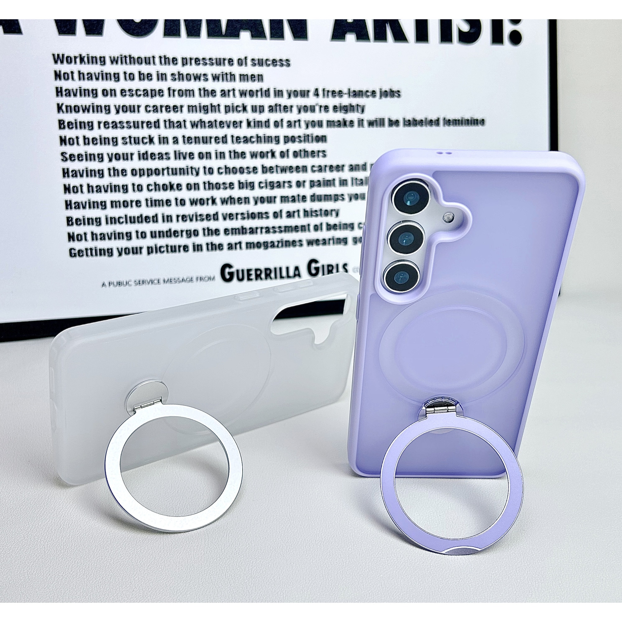 Husa telefon, wumeiwang, suport rotativ magnetic 360, alb transparent, compatibilitate MagSafe, pentru Samsung Galaxy S25 Ultra