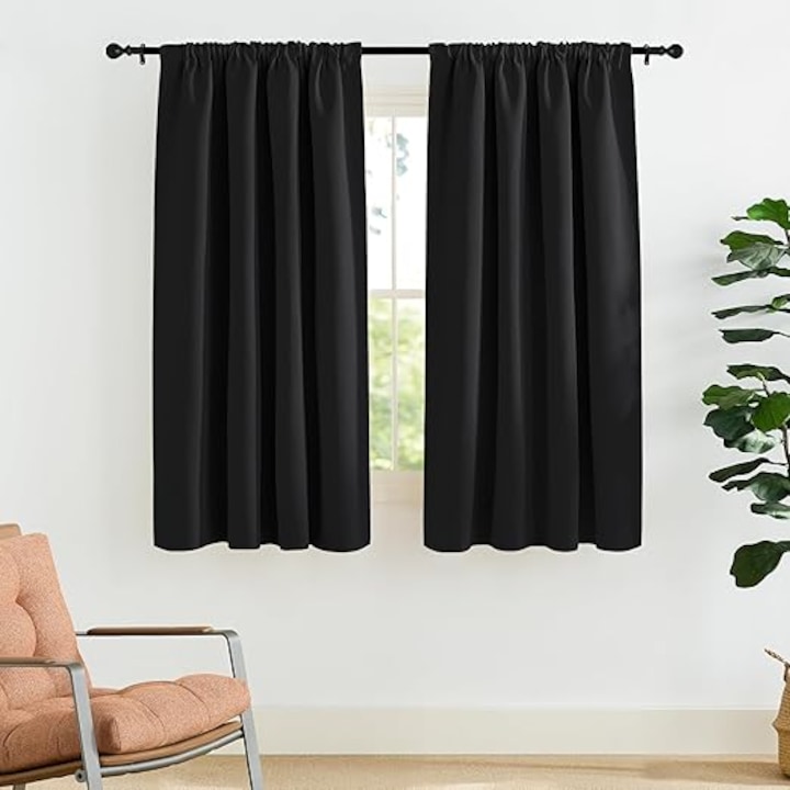 2 db-os függöny szett MIULEE, 140 x 160 cm, matt, fekete