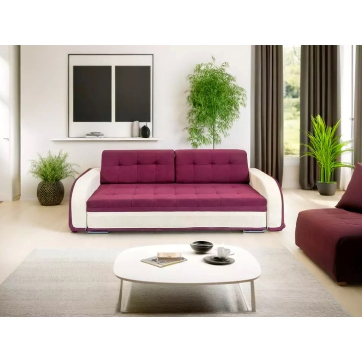 Canapea extensibilă, 220x70cm, textil, multicolor, includes lada de depozitare