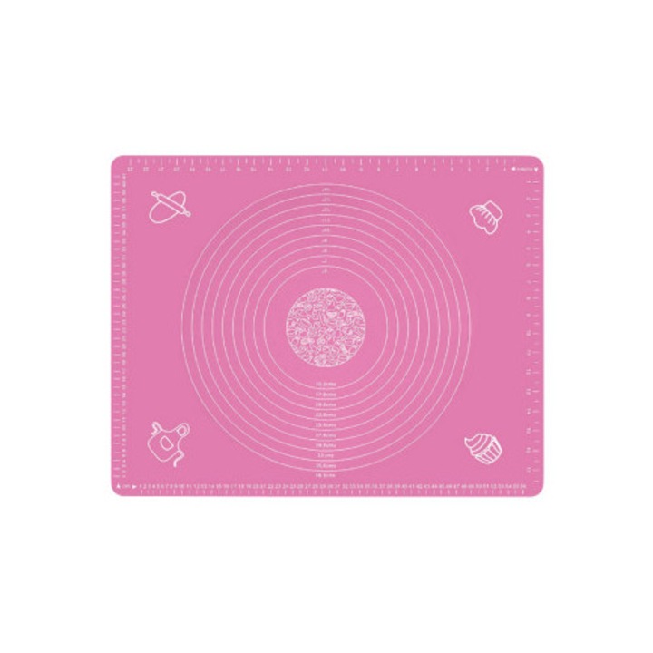 Covoras de framantat din silicon, non-aderent si usor de curatat, perfect pentru aluat, Roz, 50 x 40 cm