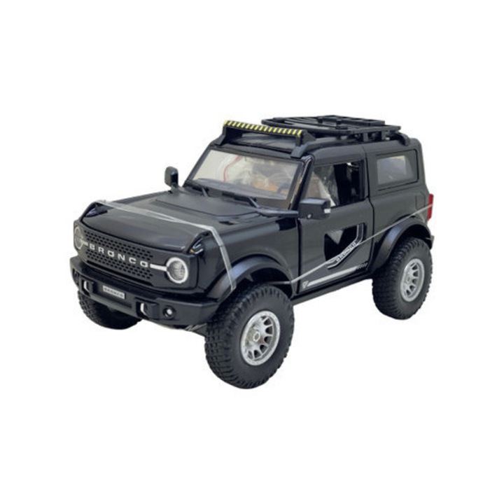 Fekete Ford Bronco fém modell hanggal, lámpákkal, minden nyitható