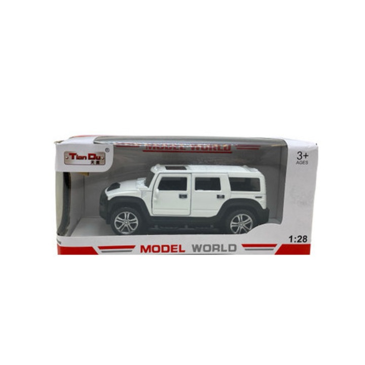 Fehér Hummer fémmodell hanggal és fényekkel 1:28