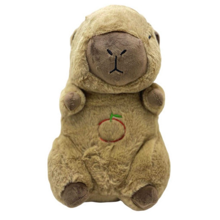 Barna színű, légzőfunkcióval, nyugtató dallamokkal és fénnyel ellátott plüssjáték Capybara