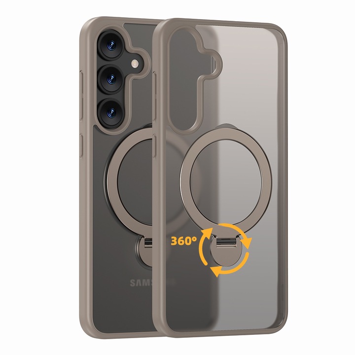 Husa pentru Samsung Galaxy S25 Ultra, Magnetic MagSafe, Suport Rotativ Magnetic 360, Auriu transparent