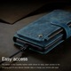 Husa pentru Samsung Galaxy S25 Plus, CaseME, Husa piele portofel, multifunctionala, curelusa mana detasabila, inchidere sigura magnetica, stand, buzunare carduri, bani, casti, chei, Albastru