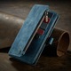 Husa pentru Samsung Galaxy S25 Plus, CaseME, Husa piele portofel, multifunctionala, curelusa mana detasabila, inchidere sigura magnetica, stand, buzunare carduri, bani, casti, chei, Albastru