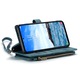 Husa pentru Samsung Galaxy S25 Plus, CaseME, Husa piele portofel, multifunctionala, curelusa mana detasabila, inchidere sigura magnetica, stand, buzunare carduri, bani, casti, chei, Albastru