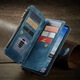 Husa pentru Samsung Galaxy S25 Plus, CaseME, Husa piele portofel, multifunctionala, curelusa mana detasabila, inchidere sigura magnetica, stand, buzunare carduri, bani, casti, chei, Albastru