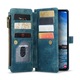Husa pentru Samsung Galaxy S25 Plus, CaseME, Husa piele portofel, multifunctionala, curelusa mana detasabila, inchidere sigura magnetica, stand, buzunare carduri, bani, casti, chei, Albastru