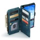 Husa pentru Samsung Galaxy S25 Plus, CaseME, Husa piele portofel, multifunctionala, curelusa mana detasabila, inchidere sigura magnetica, stand, buzunare carduri, bani, casti, chei, Albastru