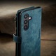 Husa pentru Samsung Galaxy S25 Plus, CaseME, Husa piele portofel, multifunctionala, curelusa mana detasabila, inchidere sigura magnetica, stand, buzunare carduri, bani, casti, chei, Albastru