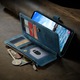 Husa pentru Samsung Galaxy S25 Plus, CaseME, Husa piele portofel, multifunctionala, curelusa mana detasabila, inchidere sigura magnetica, stand, buzunare carduri, bani, casti, chei, Albastru