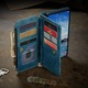 Husa pentru Samsung Galaxy S25 Plus, CaseME, Husa piele portofel, multifunctionala, curelusa mana detasabila, inchidere sigura magnetica, stand, buzunare carduri, bani, casti, chei, Albastru