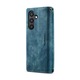 Husa pentru Samsung Galaxy S25 Plus, CaseME, Husa piele portofel, multifunctionala, curelusa mana detasabila, inchidere sigura magnetica, stand, buzunare carduri, bani, casti, chei, Albastru