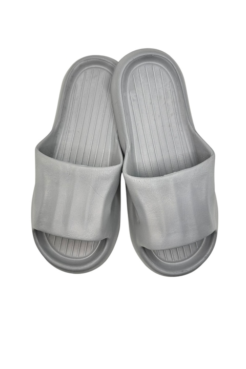 Papuci tip Cloud Slides pentru femei si barbati, Tecos®, ultra confortabili, antiderapanti, ideali pentru interior si exterior, Gri