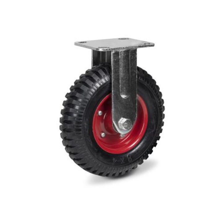 Set Roata Pneumatica Fixa, Diametru 200 mm, Sarcina Maxima 70 Kg, Ofera O Absorbtie Excelenta A Socurilor, Protejand Atat Incarcatura, Cat Si Suprafetele De Rulare