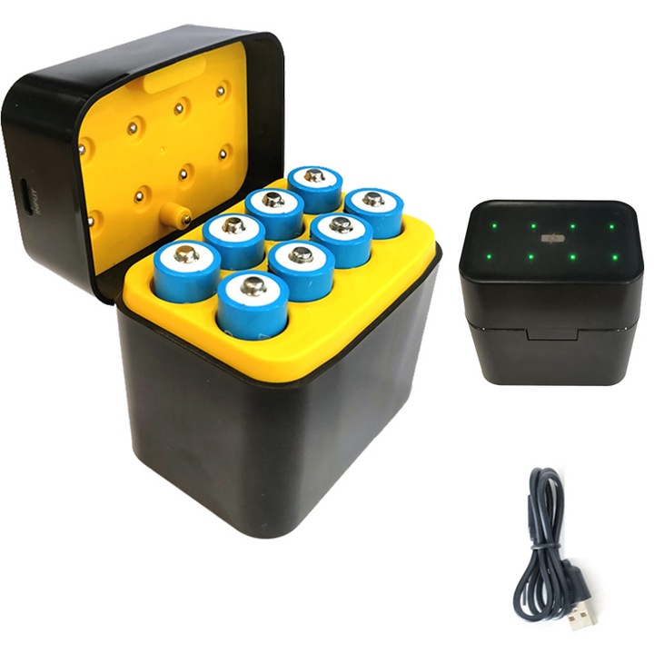 Incarcator multifunctional Fudisenn, 8 sloturi, incarcare rapida, negru, 72x50x71mm