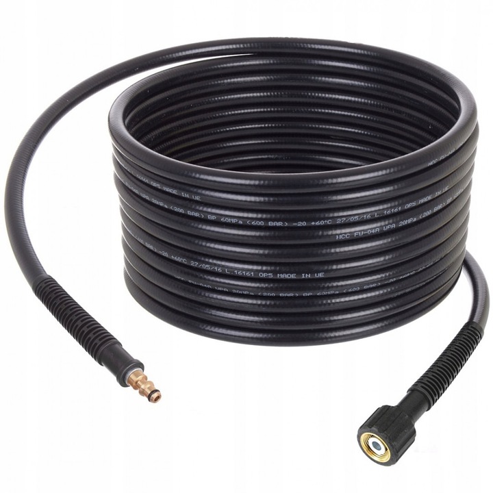 Furtun de inalta presiune de baza, 15 metri, pentru masini de spalat cu inalta presiune Lavor STM, Wave, Skipper, cu filet M22 (cu dop de 15 mm) si conector rapid Click