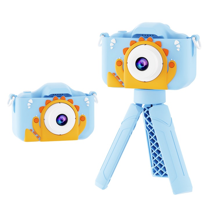 Детска камера MILARIS®, статив, силиконов защитен калъф, 2-инчов IPS екран, забавни и интерактивни функции, удължен живот на батерията, забавни и интерактивни функции, издръжлив дизайн, първокласно качество