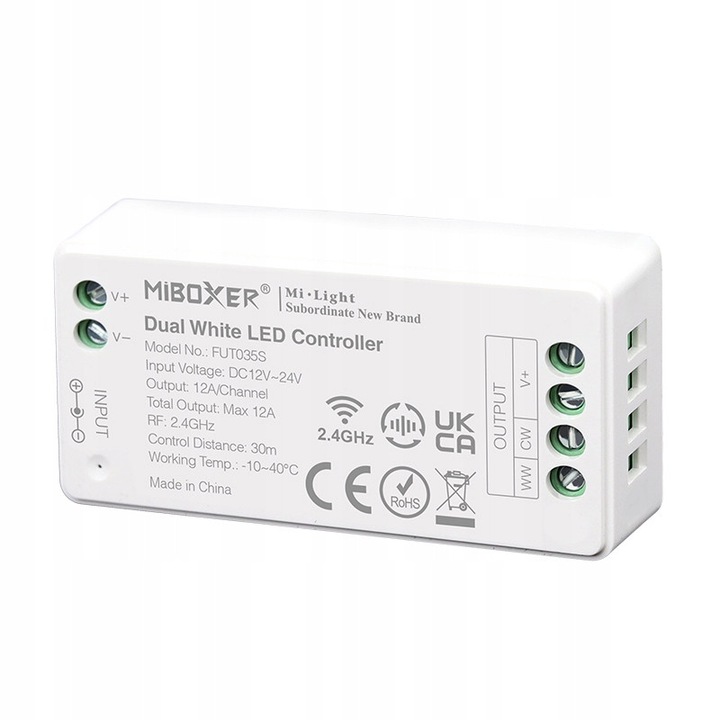 LED контролер Miboxer FUT035S, 12A, 2.4GHz, Бял, IP20