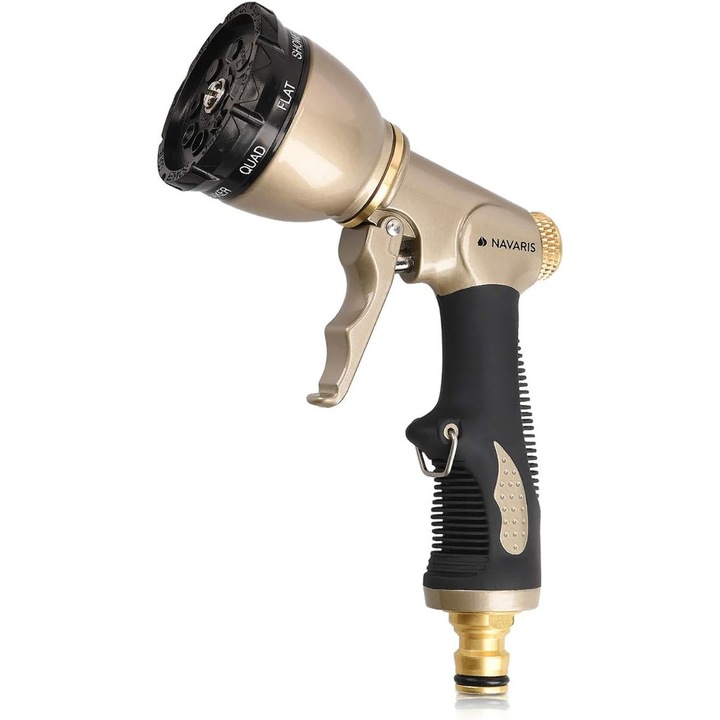 Fém locsolópisztoly kerti tömlőhöz, Enforose, intenzív használatra, 8 állítható sugár, ergonomikus kialakítás, szivárgásmentes