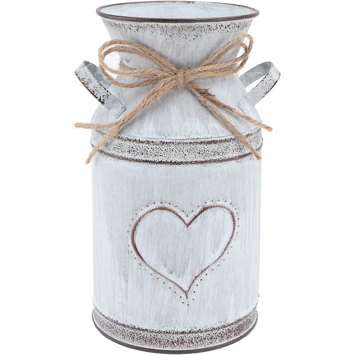 Винтидж ваза за цветя, Желязна саксия за цветя, Кана за мляко, Шаби декор, Ваза в кънтри стил, Рустикална кофа за цветя, Кашпа, Метална кофа, Декоративна ваза, Саксия за кактус за градина, балкон, всекидневна, декорация за маса