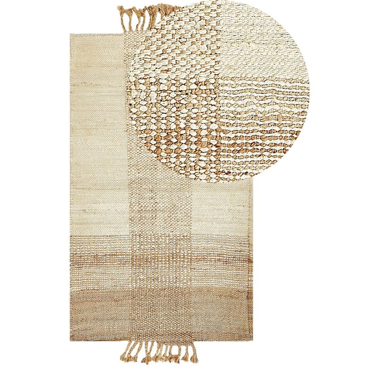 Covor bej deschis si iuta naturala 80 x 150 cm Hamzalar