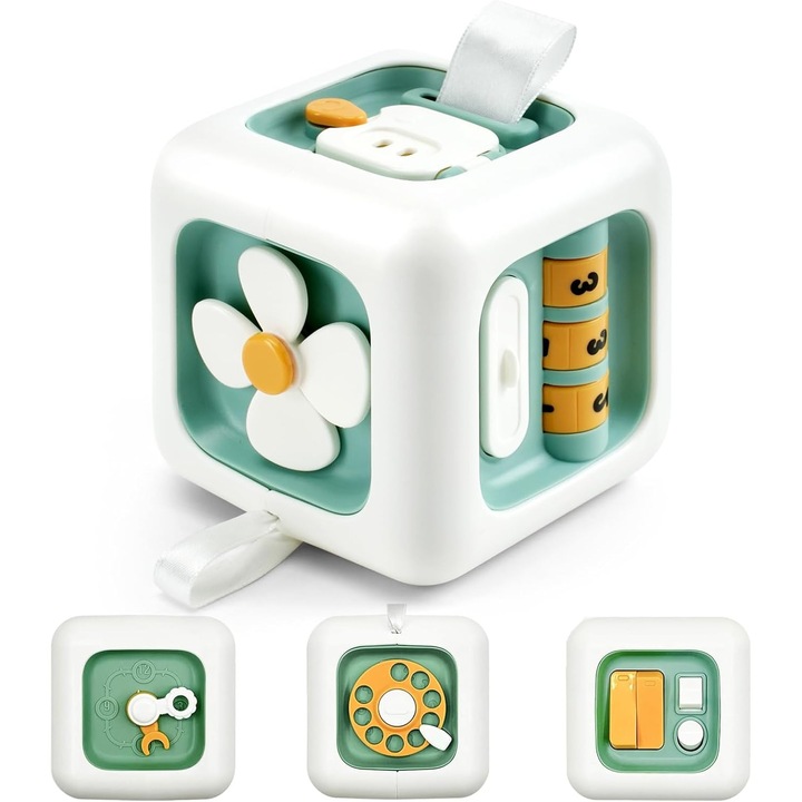 Cub interactiv 6 in 1 pentru bebelusi, jucarie de dezvoltare cognitiva, multicolor, 12-36 luni