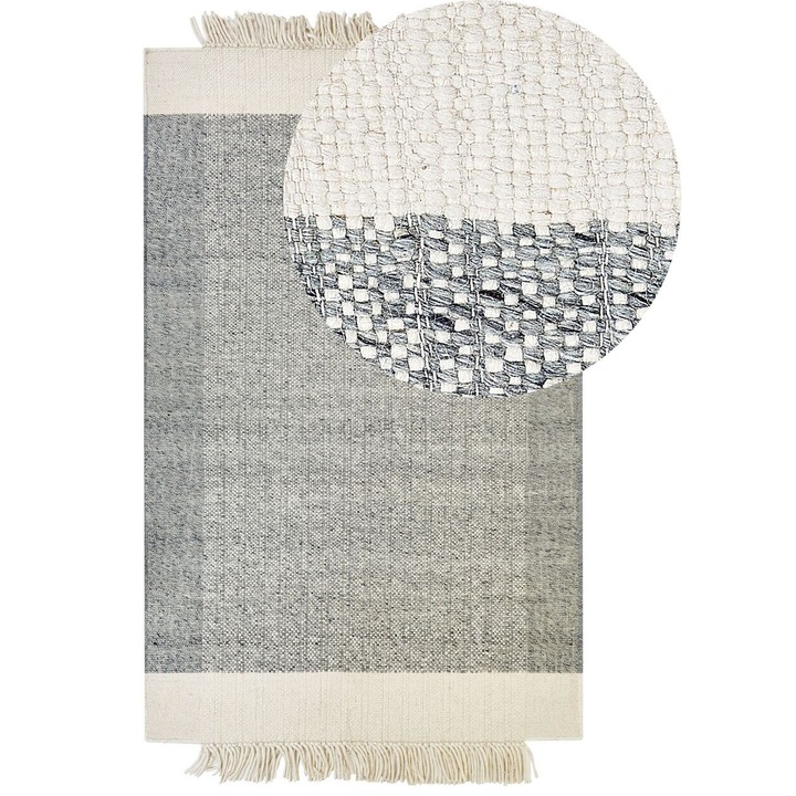Covor din lana gri si alb-deschis 160 x 230 cm Tatlisu