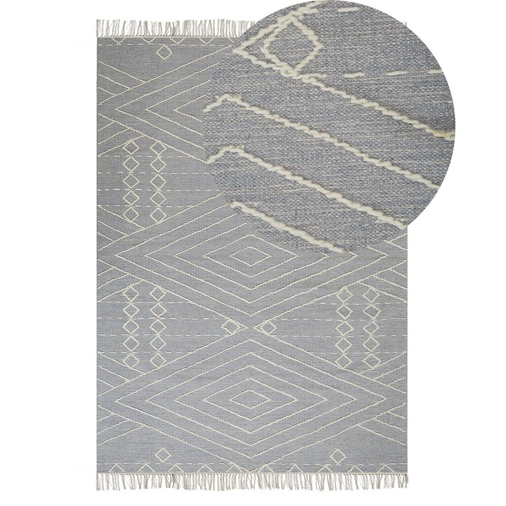 Covor din bumbac gri deschis si alb-deschis 140 x 200 cm Khenifra