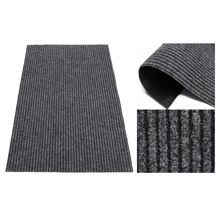 Covor, elSimone, 50 x 120 cm, Antiderapant Pentru Usa Intrare, Dreptunghiular, Exterior, Clasic, Universal, Antiderapant, Polipropilena, 0.6 cm, Retine Murdaria, Zapada, Noroiul Si Apa, Gri