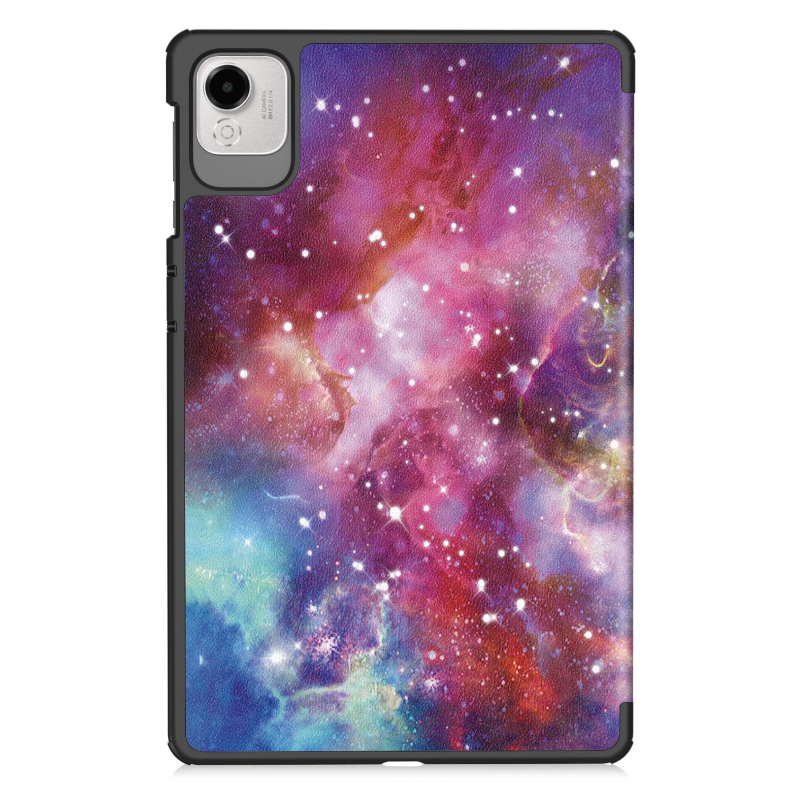 Husa tableta pentru Honor Pad X9 Pro, piele pictata Custer, tip carte cu 3 pliuri, suport, stea, nebuloasa, albastru inchis