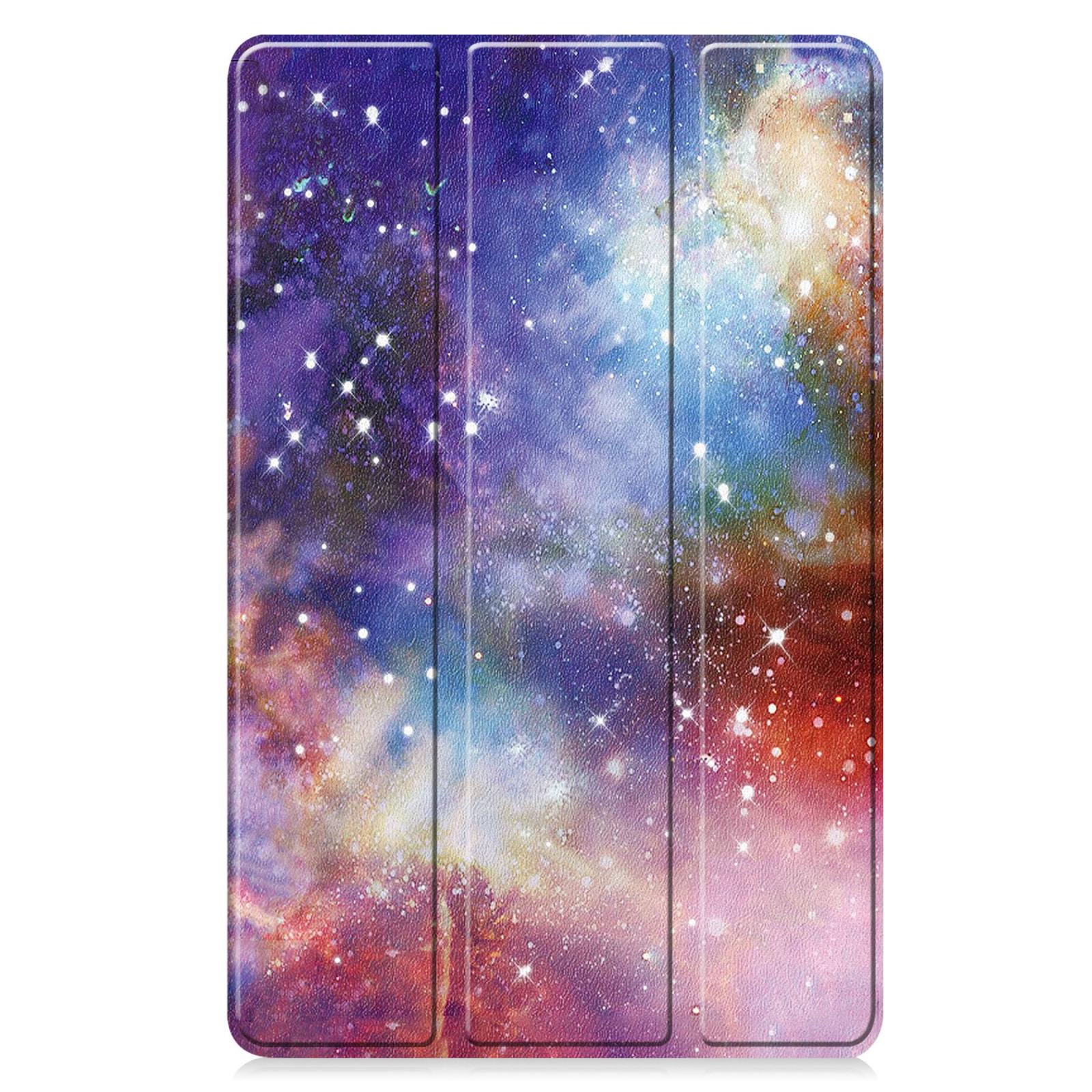 Husa tableta pentru Honor Pad X9 Pro, piele pictata Custer, tip carte cu 3 pliuri, suport, stea, nebuloasa, albastru inchis